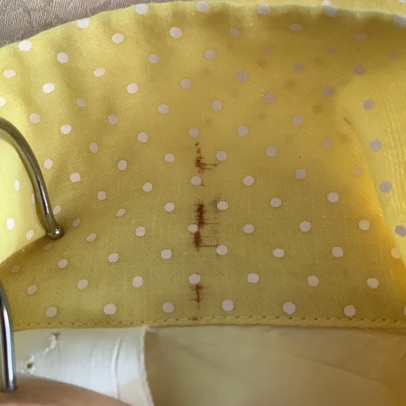Vintage Swiss Lace Yellow Polka Dot Dress Size Small-Medium - Picture 7 of 10